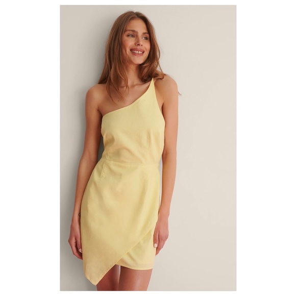 Na-Kd | Dresses | Nakd Linen Yellow Mini Dress Size 36 Us Small | Poshmark
